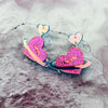 1 Pair Retro Heart Shape Printing Arylic Drop Earrings