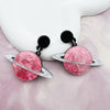 1 Pair Retro Heart Shape Printing Arylic Drop Earrings