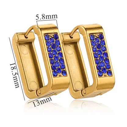 1 Pair Retro IG Style Geometric Plating Inlay Titanium Steel Rhinestones Earrings