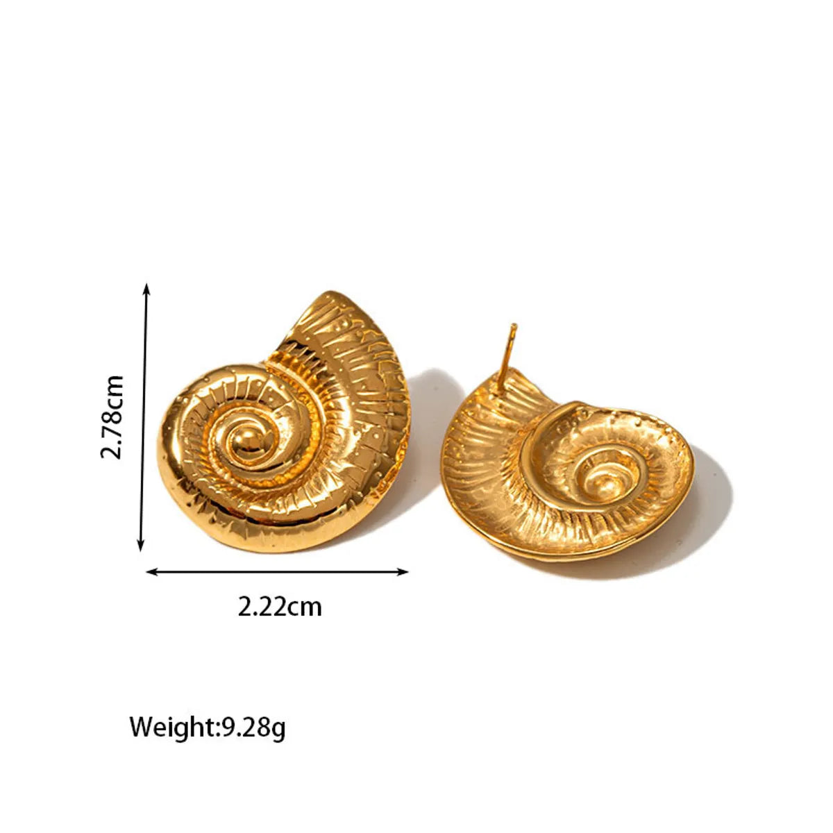 1 Pair Retro Irregular Solid Color Spiral Plating 304 Stainless Steel 18K Gold Plated Ear Studs