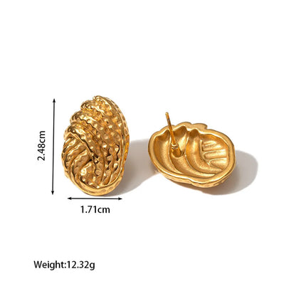 1 Pair Retro Irregular Solid Color Spiral Plating 304 Stainless Steel 18K Gold Plated Ear Studs