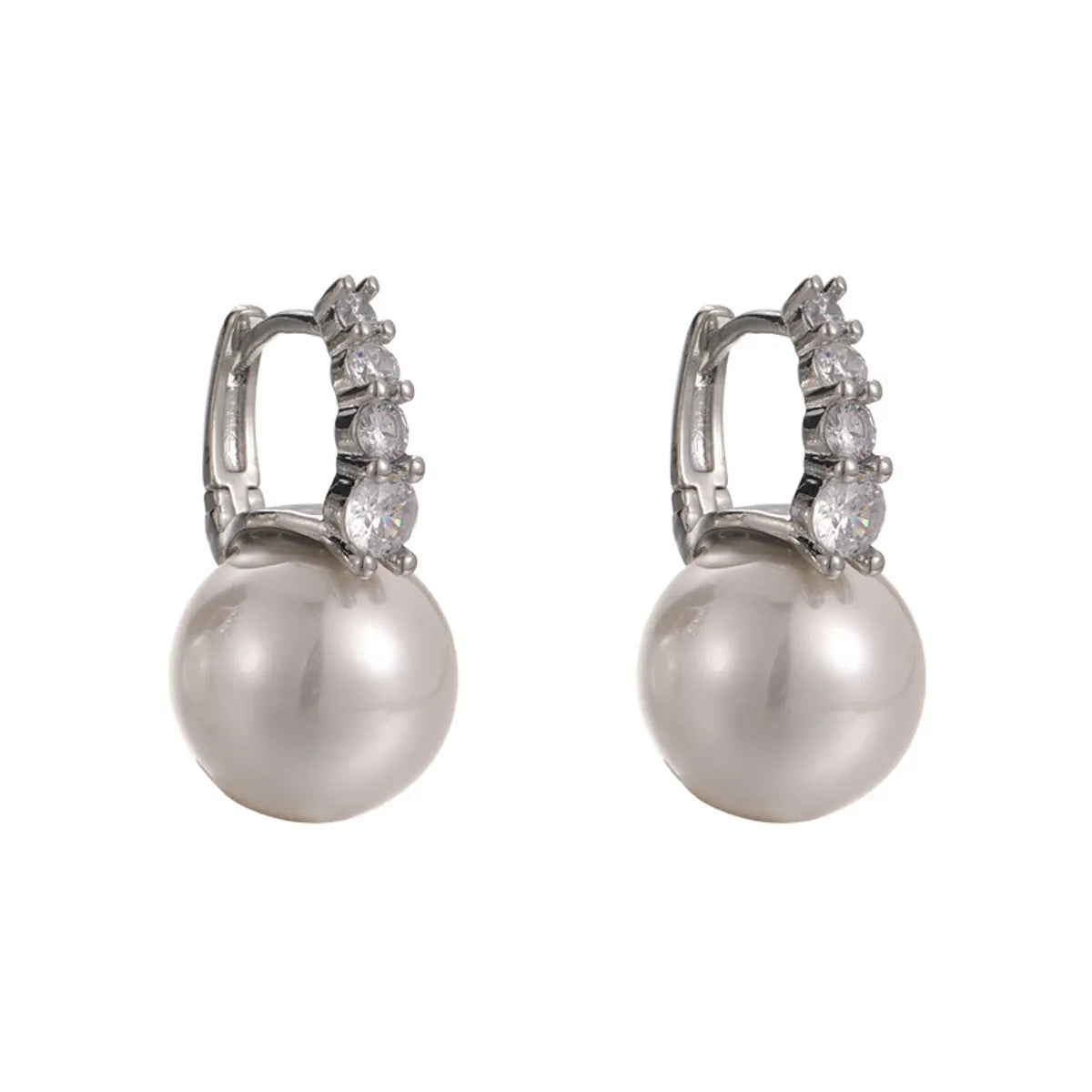 1 Pair Retro Lady Geometric Imitation Pearl Copper White Gold Plated Earrings