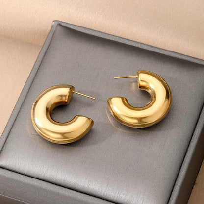 1 Pair Retro Lady Geometric Plating Stainless Steel Ear Studs