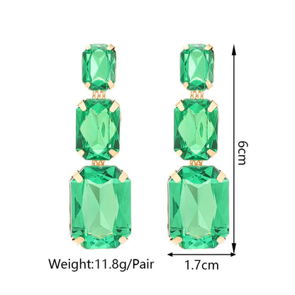 1 Pair Retro Lady Geometric Rhinestone Tassel Women's Drop Earrings