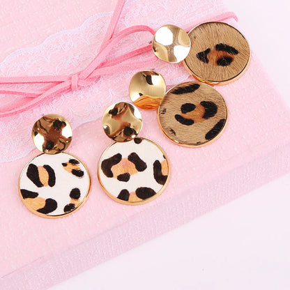 1 Pair Retro Lady Leopard Copper Gold Plated Drop Earrings