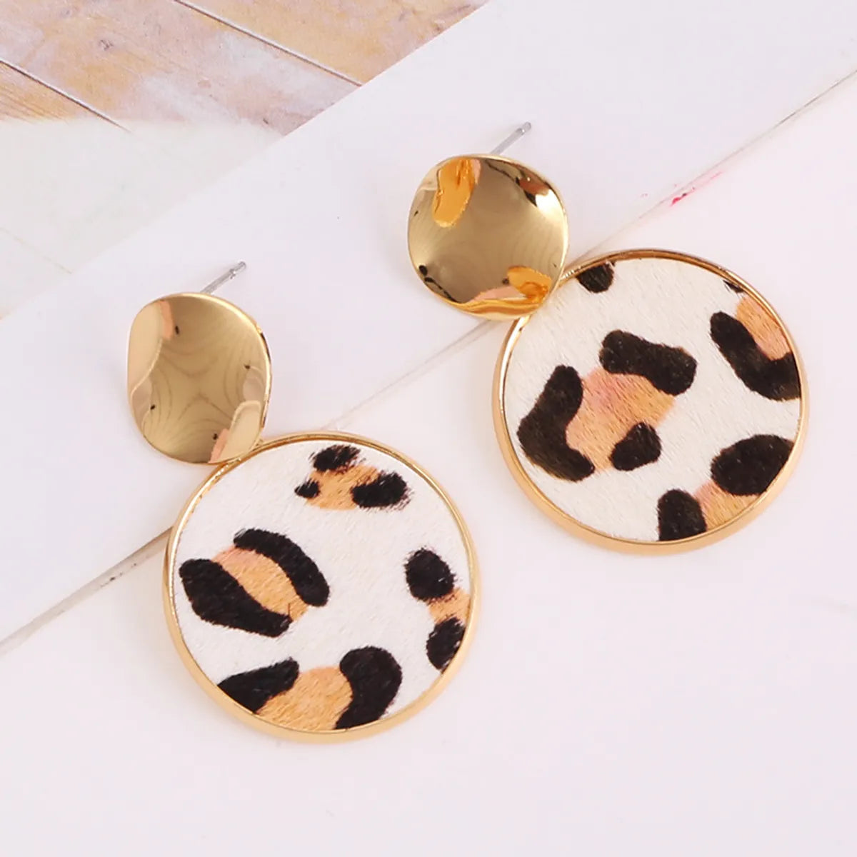 1 Pair Retro Lady Leopard Copper Gold Plated Drop Earrings