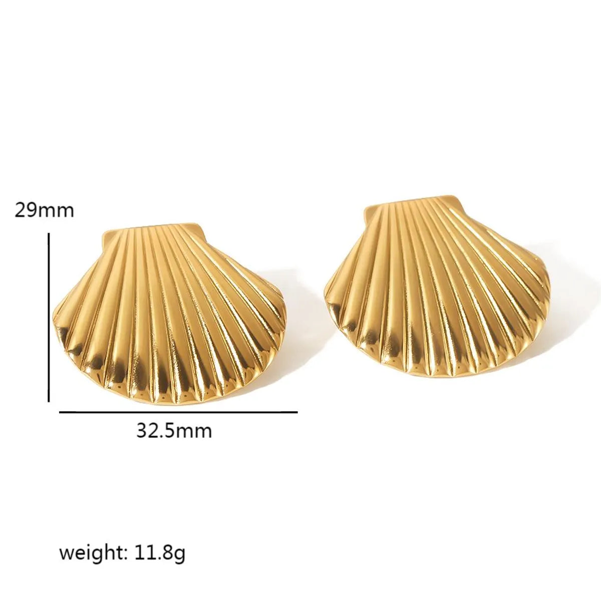 1 Pair Retro Lady Shell Plating 304 Stainless Steel Ear Studs