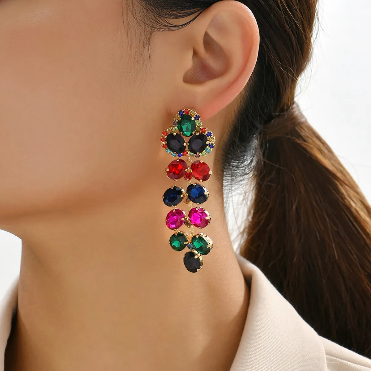 1 Pair Retro Lady Simple Style Geometric Rhinestone Plating Artificial Gemstones Women's Earrings