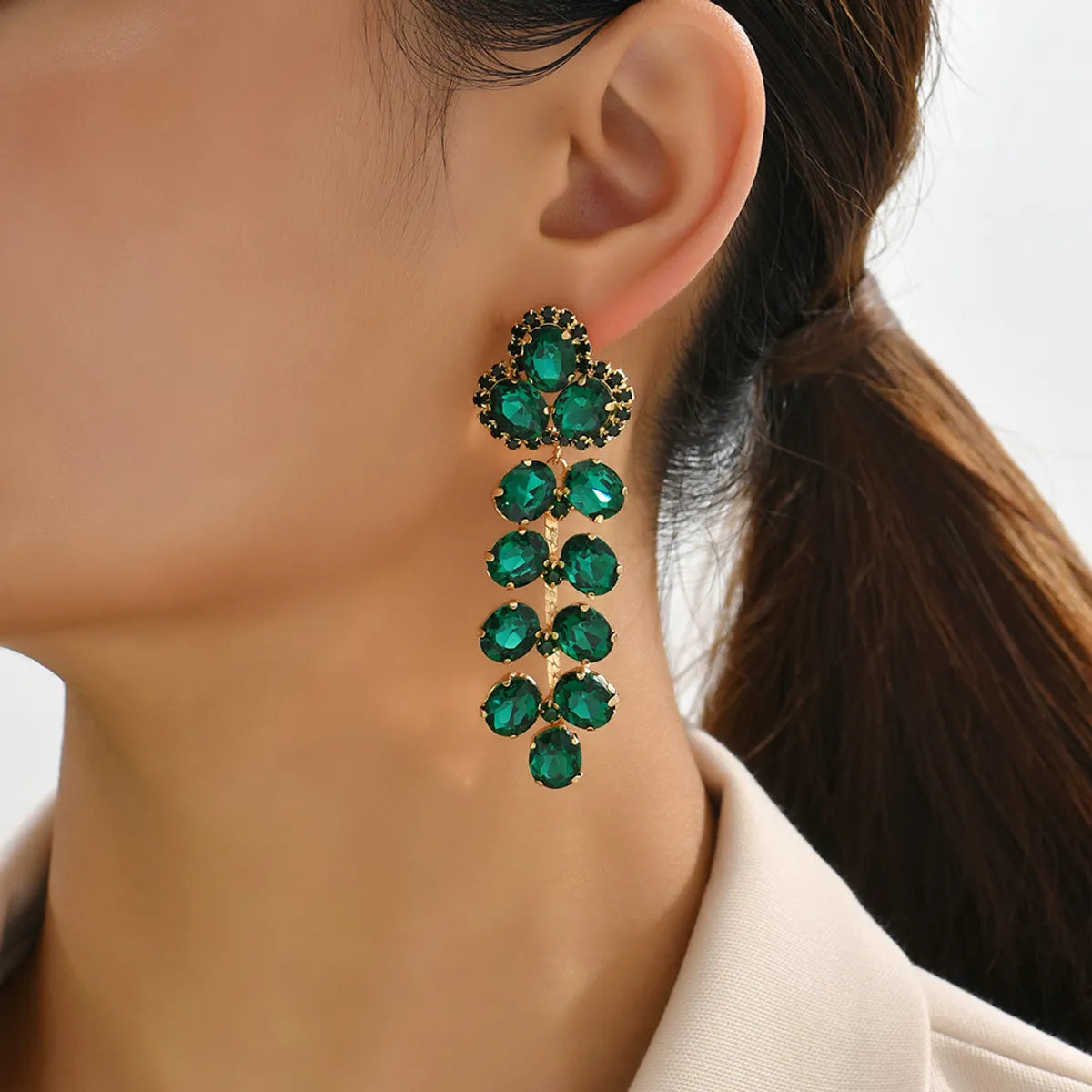 1 Pair Retro Lady Simple Style Geometric Rhinestone Plating Artificial Gemstones Women's Earrings