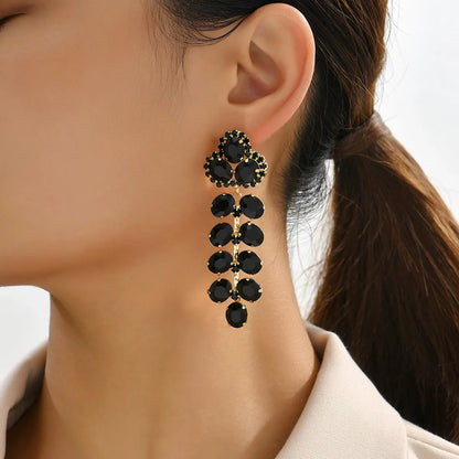 1 Pair Retro Lady Simple Style Geometric Rhinestone Plating Artificial Gemstones Women's Earrings