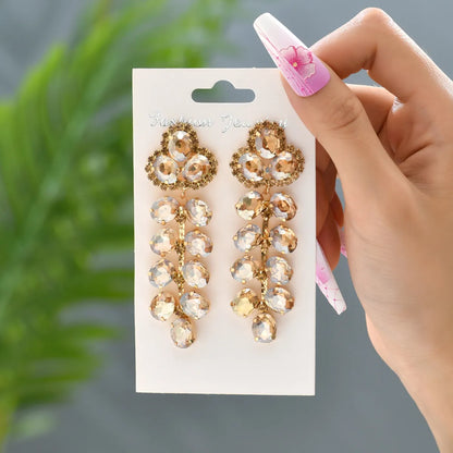 1 Pair Retro Lady Simple Style Geometric Rhinestone Plating Artificial Gemstones Women's Earrings