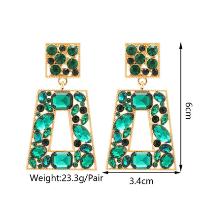 1 Pair Retro Lady Simple Style Trapezoid Plating Alloy Artificial Gemstones Drop Earrings