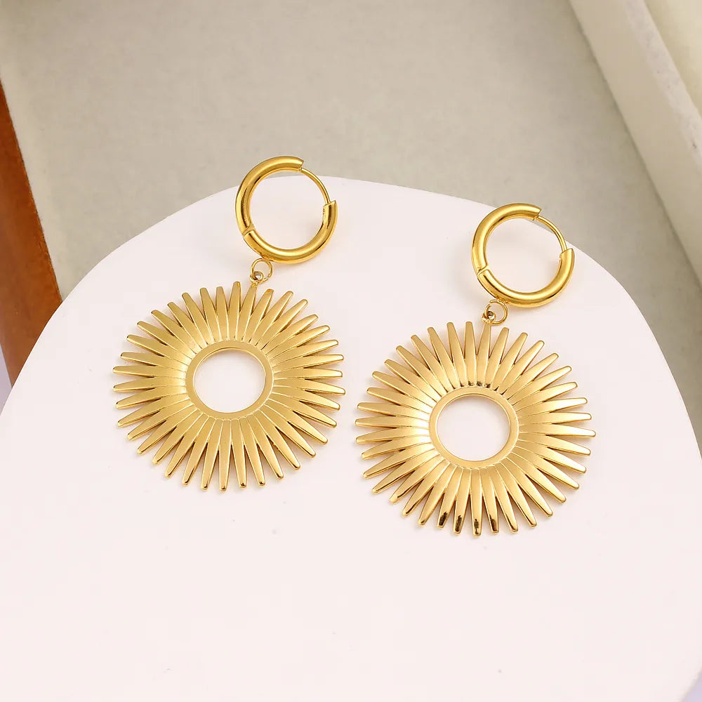 1 Pair Retro Lady Vacation Round 304 Stainless Steel 316 Stainless Steel  18K Gold Plated Drop Earrings