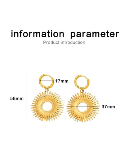 1 Pair Retro Lady Vacation Round 304 Stainless Steel 316 Stainless Steel  18K Gold Plated Drop Earrings