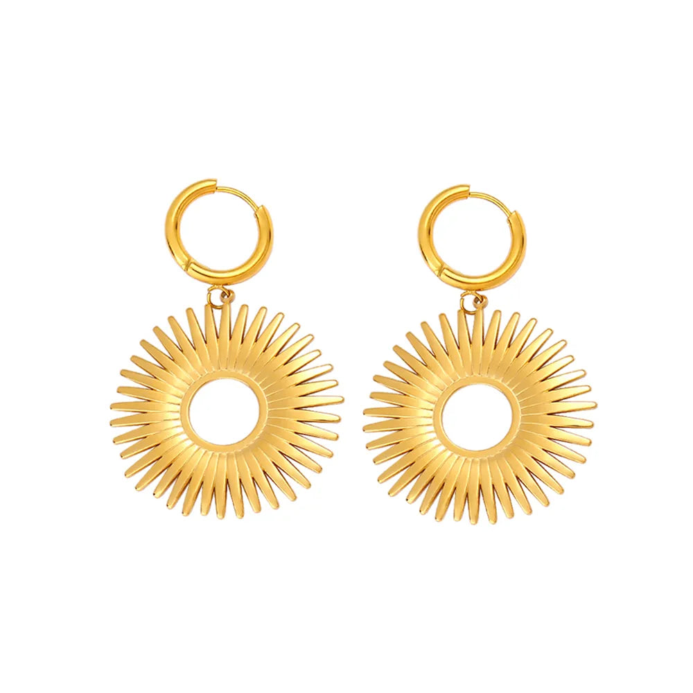 1 Pair Retro Lady Vacation Round 304 Stainless Steel 316 Stainless Steel  18K Gold Plated Drop Earrings