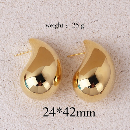 1 Pair Retro Lady Water Droplets Plating Copper Ear Studs