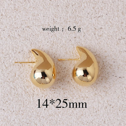 1 Pair Retro Lady Water Droplets Plating Copper Ear Studs