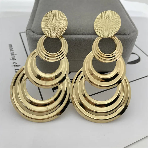 1 Pair Retro Leaf Flower Alloy Plating Women'S Drop Earrings
