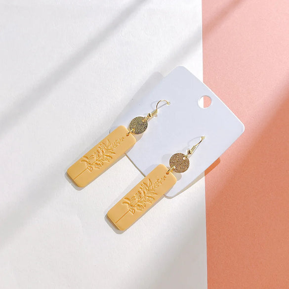 1 Pair Retro Leaf Flower Rectangle Soft Clay Women'S Drop Earrings