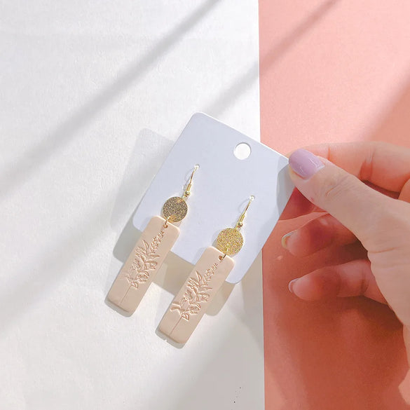 1 Pair Retro Leaf Flower Rectangle Soft Clay Women'S Drop Earrings