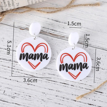 1 Pair Retro Letter Heart Shape Arylic Drop Earrings