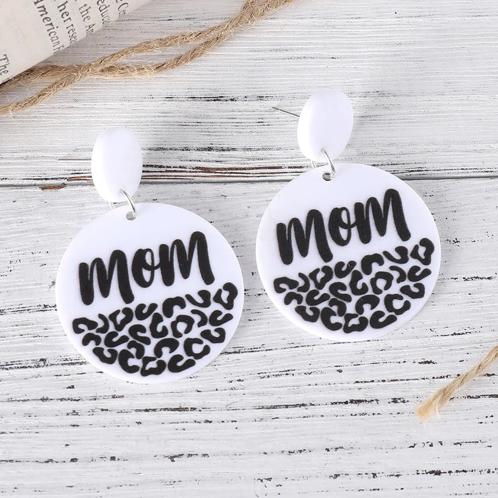 1 Pair Retro Letter Heart Shape Arylic Drop Earrings