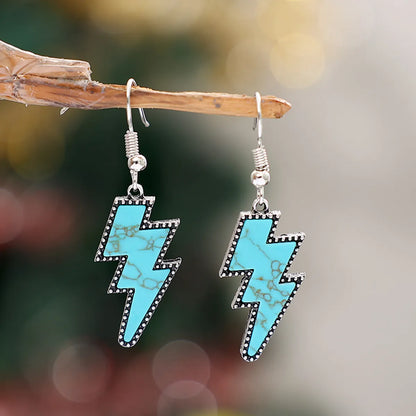 1 Pair Retro Lightning Alloy Drop Earrings