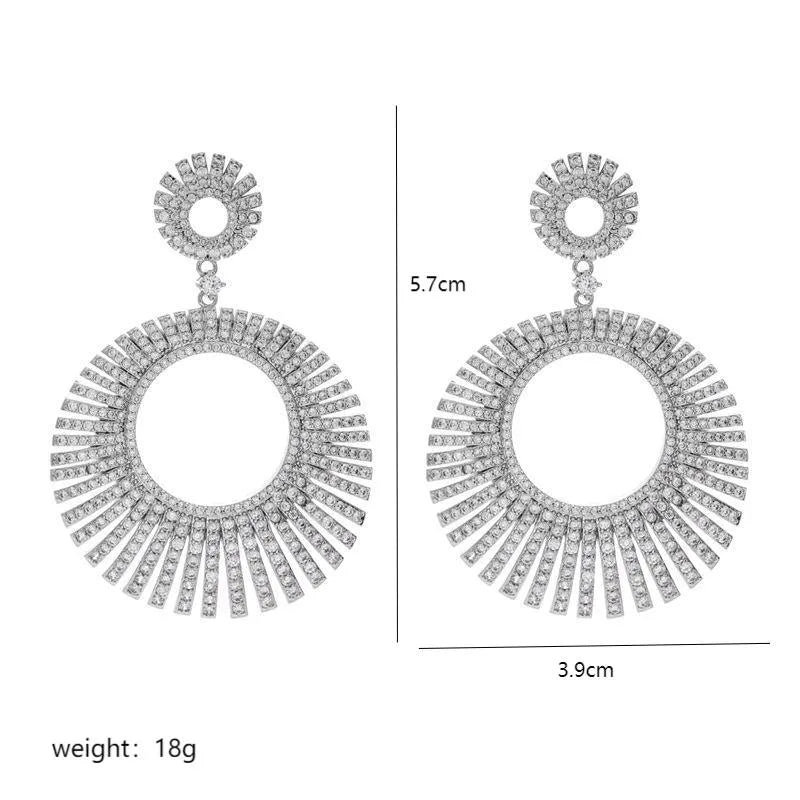 1 Pair Retro Luxurious Circle Plating Inlay Copper Zircon White Gold Plated Drop Earrings