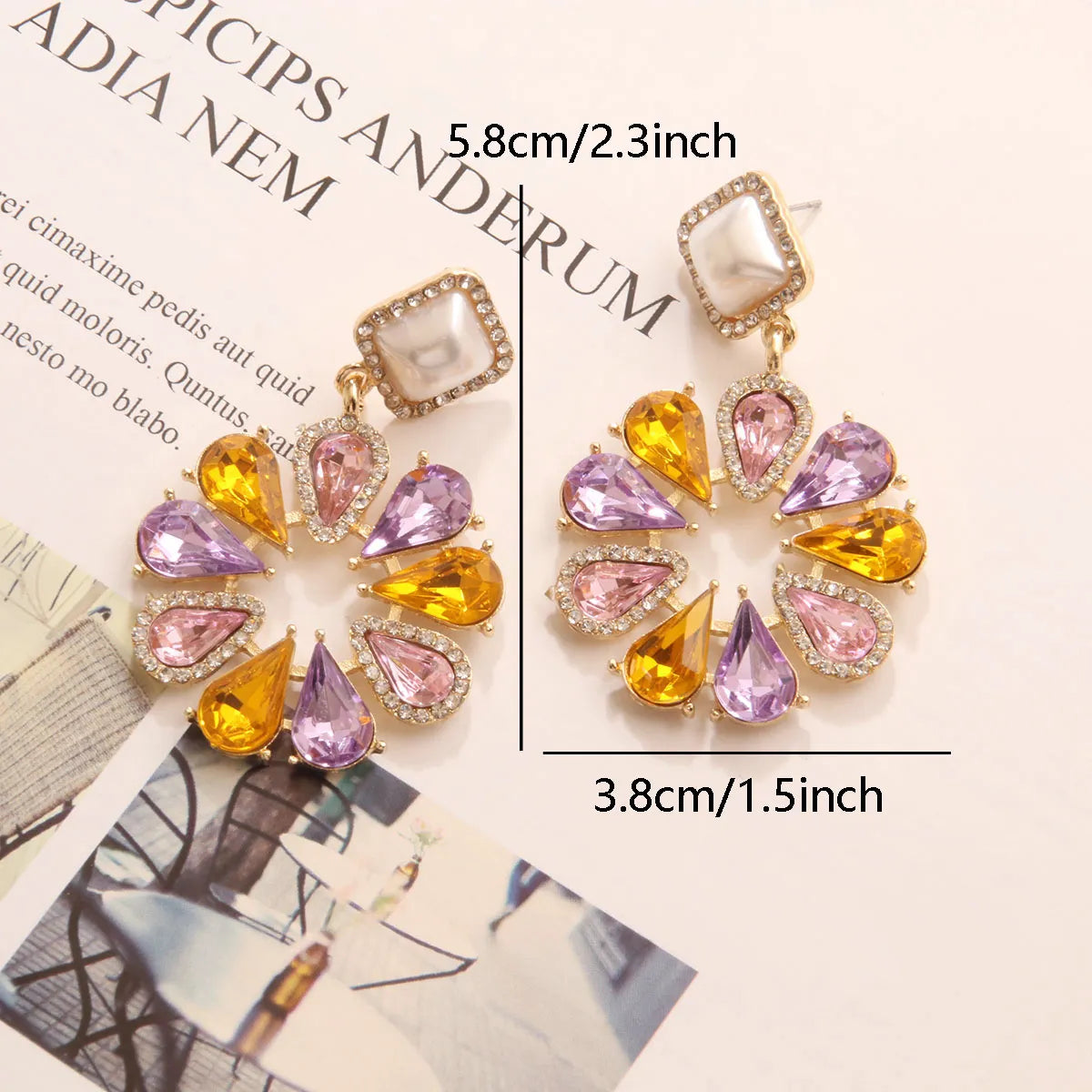 1 Pair Retro Luxurious Flower Plating Inlay Alloy Rhinestones Drop Earrings