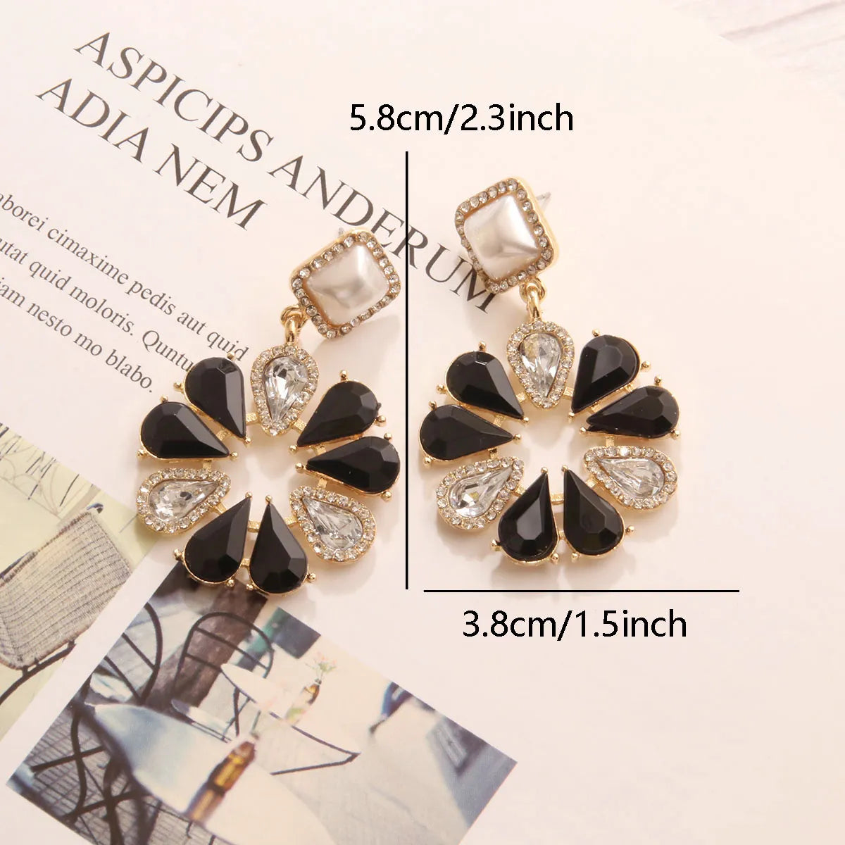 1 Pair Retro Luxurious Flower Plating Inlay Alloy Rhinestones Drop Earrings