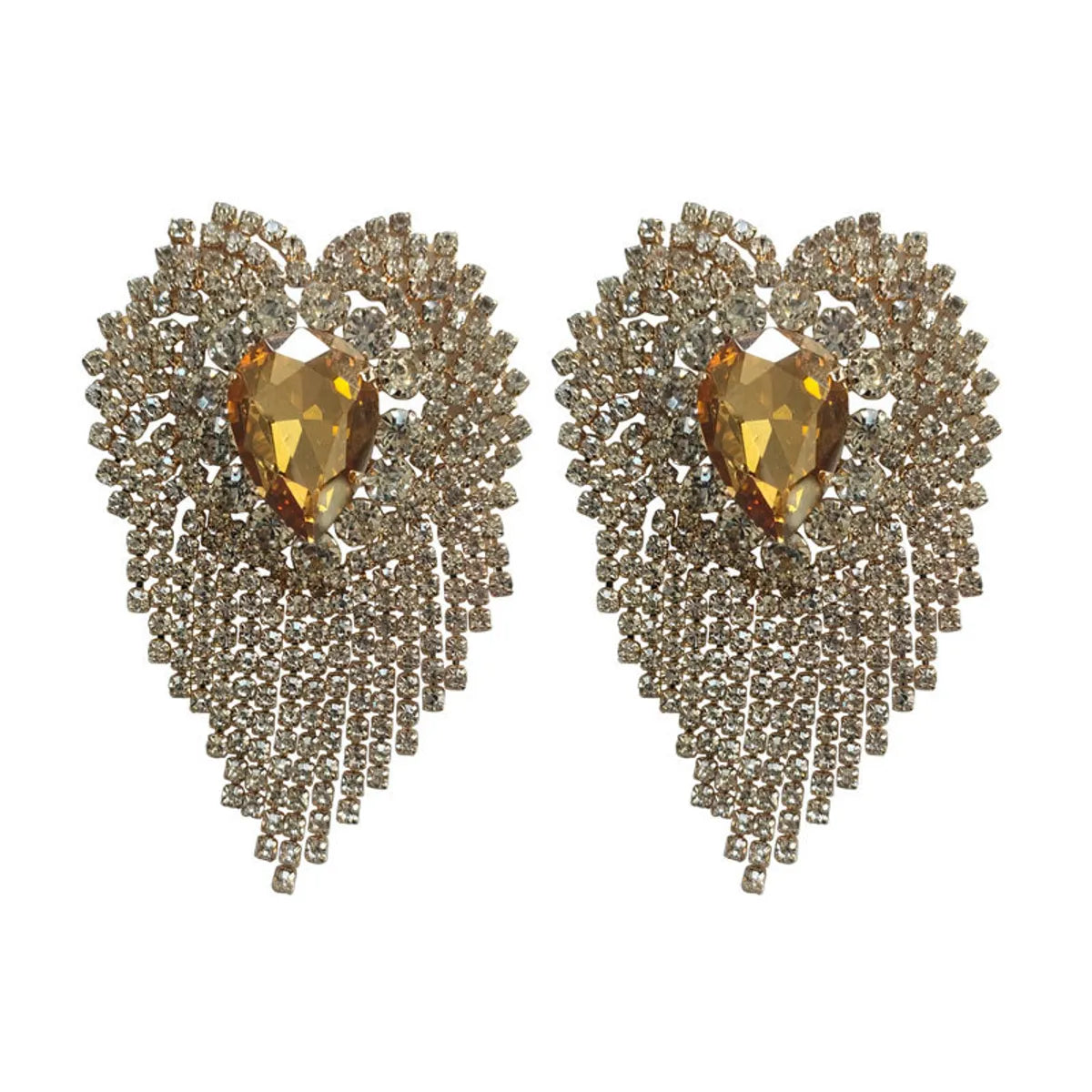 1 Pair Retro Luxurious Solid Color Plating Inlay Alloy Rhinestones Gold Plated Silver Plated Drop Earrings