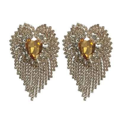 1 Pair Retro Luxurious Solid Color Plating Inlay Alloy Rhinestones Gold Plated Silver Plated Drop Earrings