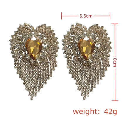 1 Pair Retro Luxurious Solid Color Plating Inlay Alloy Rhinestones Gold Plated Silver Plated Drop Earrings