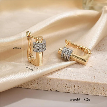 1 Pair Retro Luxurious Square Plating Inlay Copper Zircon 18k Gold Plated Earrings