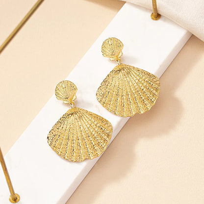 1 Pair Retro Marine Style Commute Shell Plating Alloy Gold Plated Drop Earrings