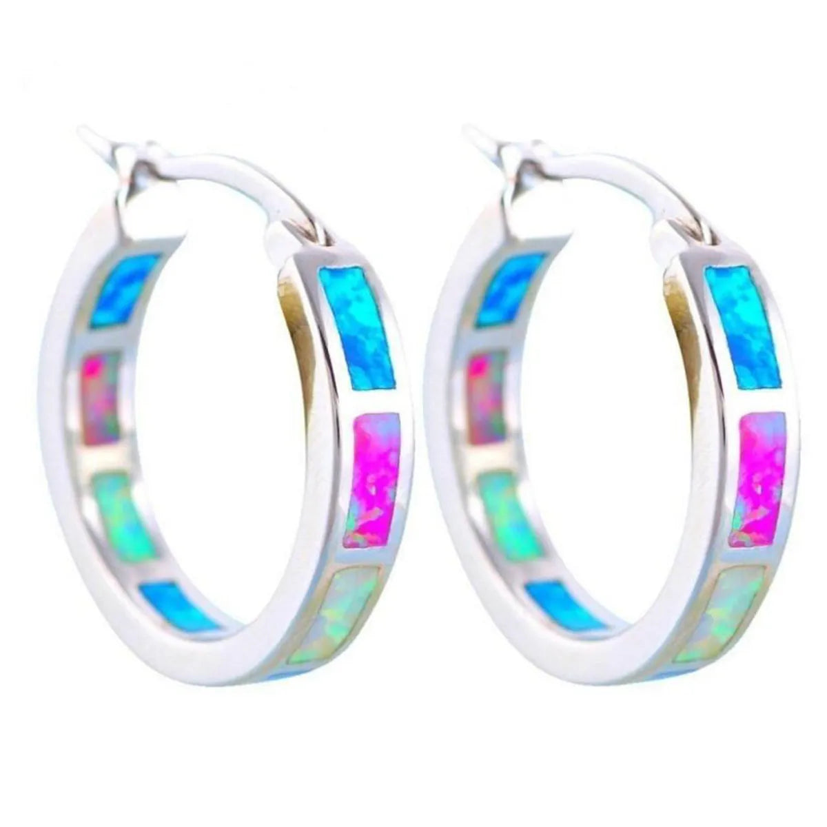 1 Pair Retro Multicolor Alloy Enamel Rhinestones Women'S Hoop Earrings