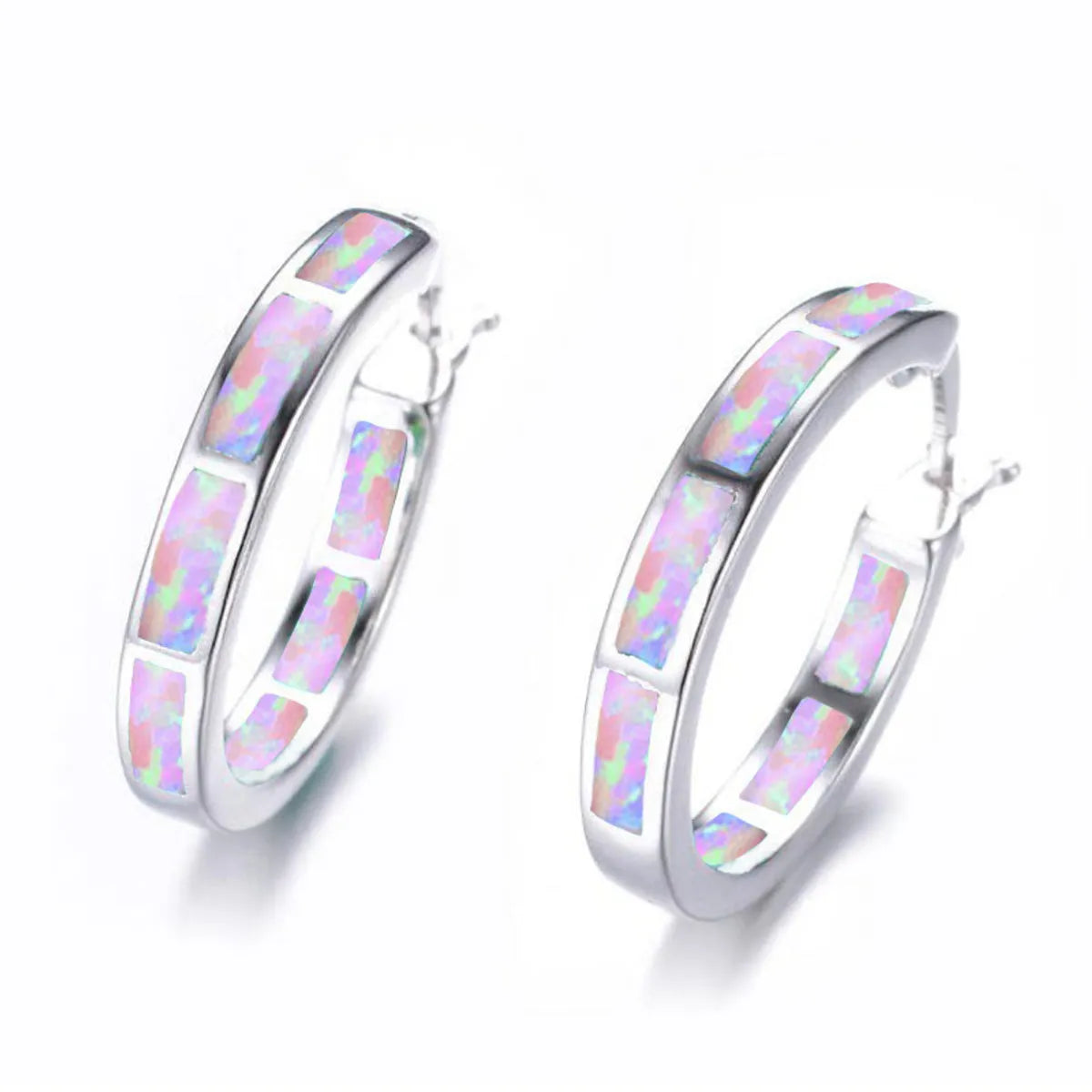 1 Pair Retro Multicolor Alloy Enamel Rhinestones Women'S Hoop Earrings