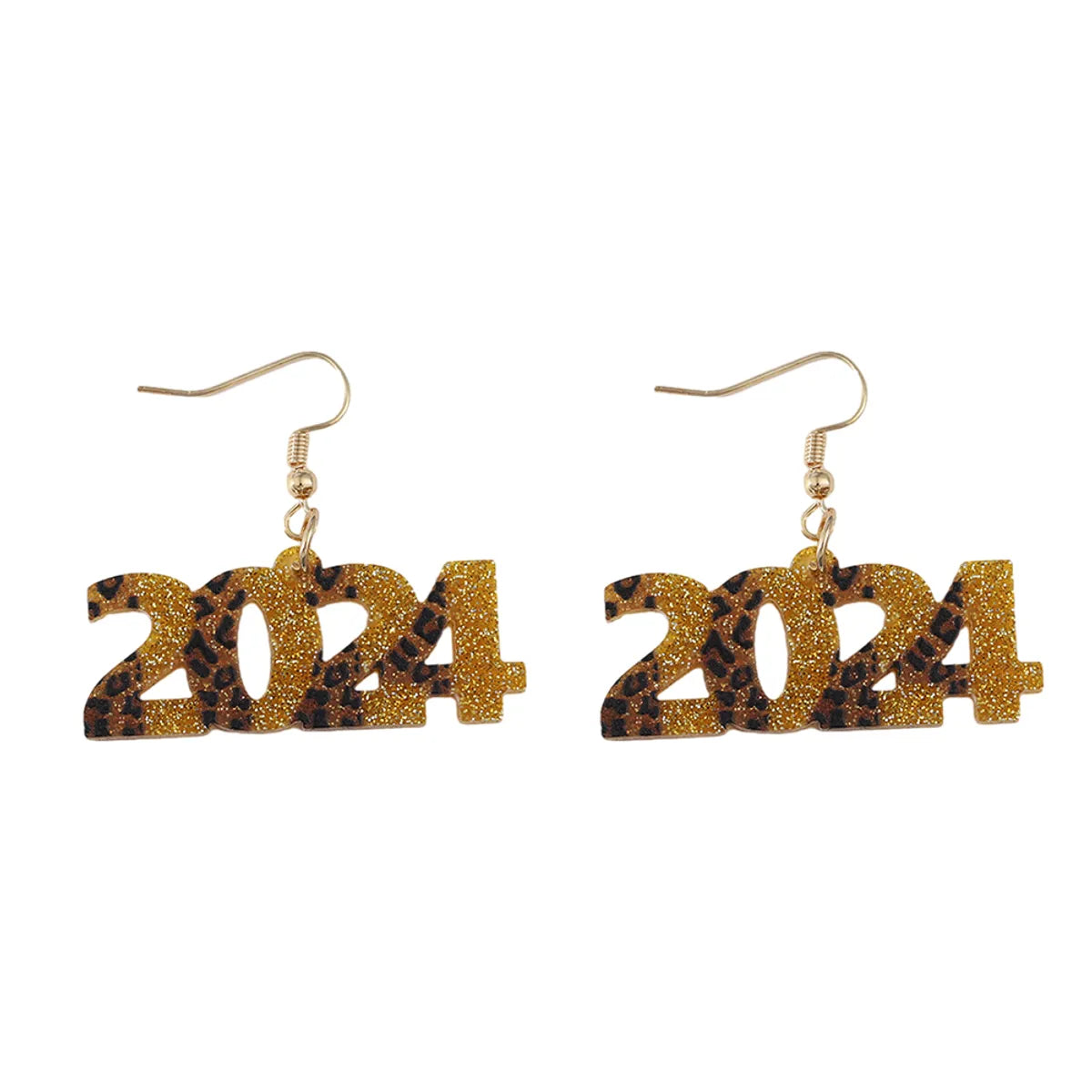 1 Pair Retro Number Printing Arylic Drop Earrings