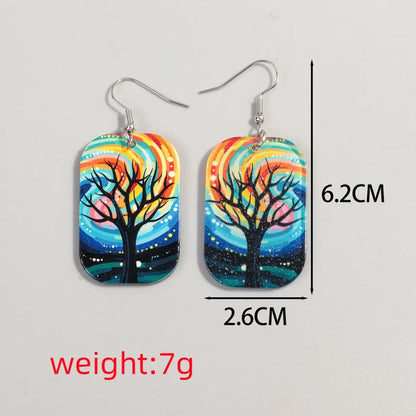 1 Pair Retro Oil Painting Arylic Drop Earrings