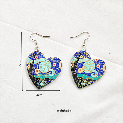 1 Pair Retro Oil Painting Arylic Metal Drop Earrings