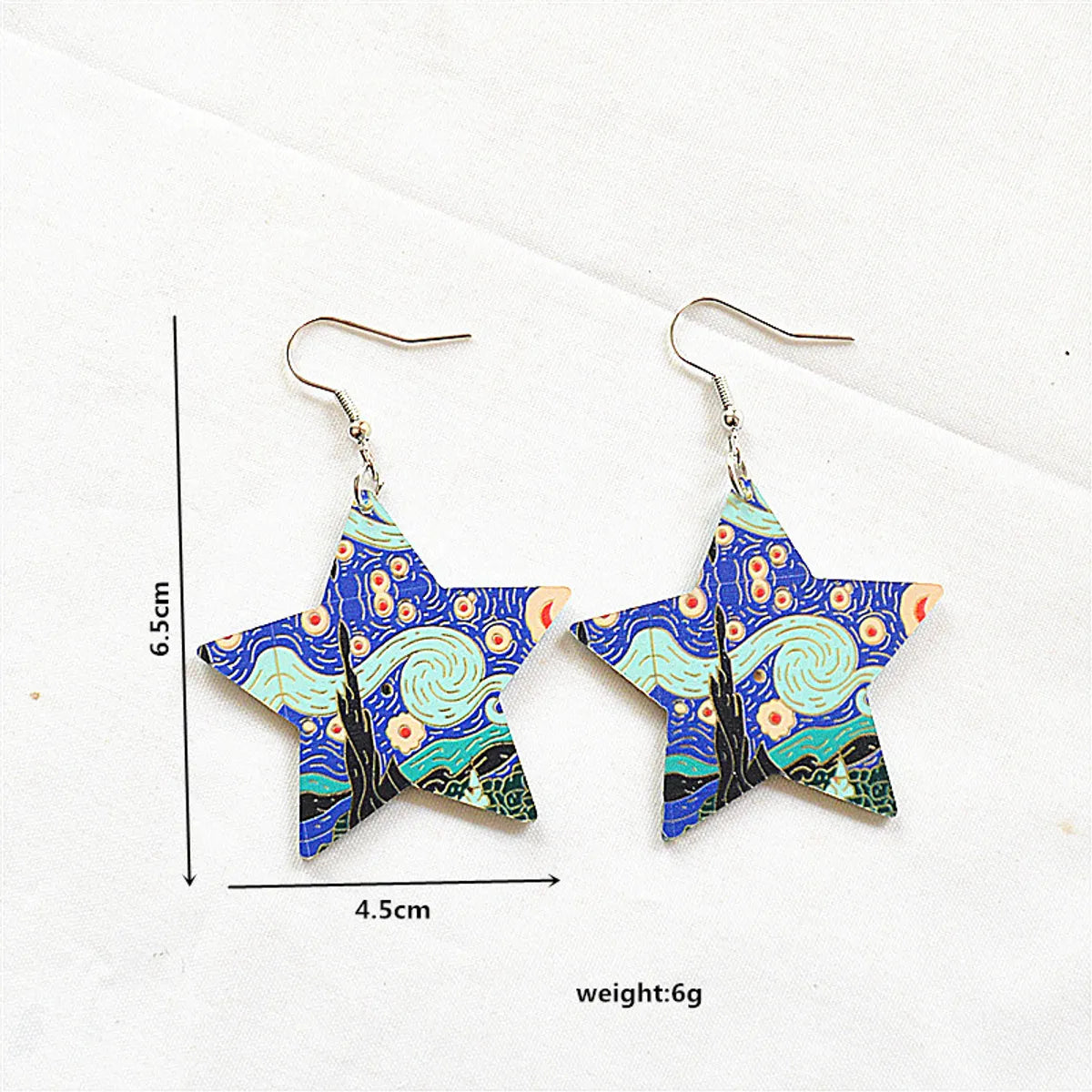 1 Pair Retro Oil Painting Arylic Metal Drop Earrings