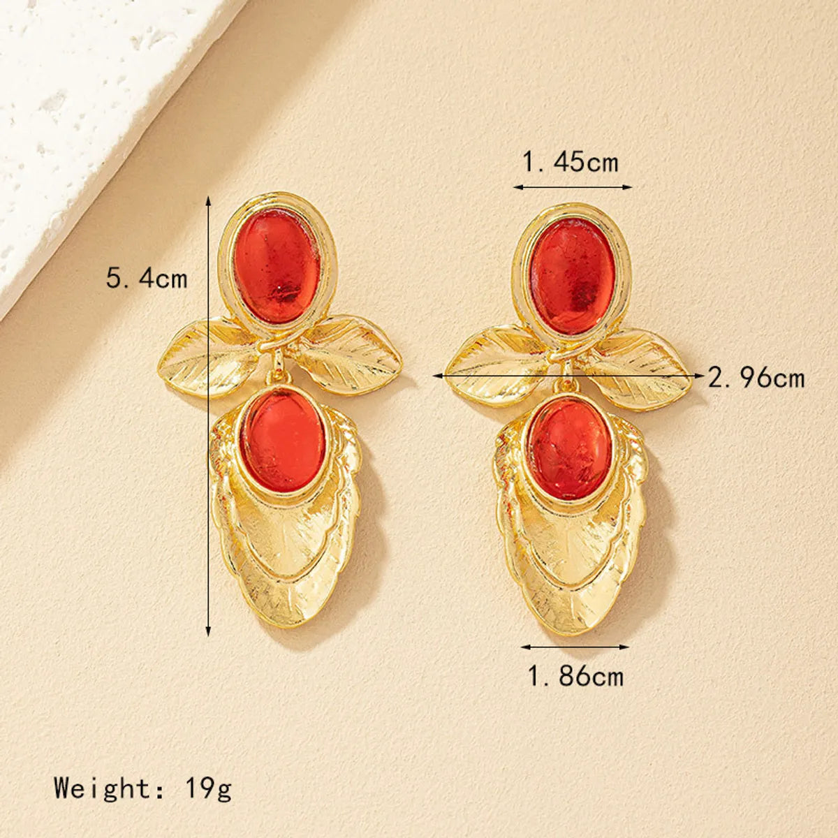 1 Pair Retro Oval Inlay Alloy Ear Studs