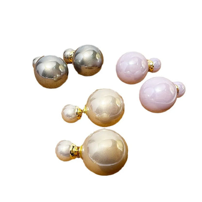 1 Pair Retro Pearl Plating Shell Copper Ear Studs