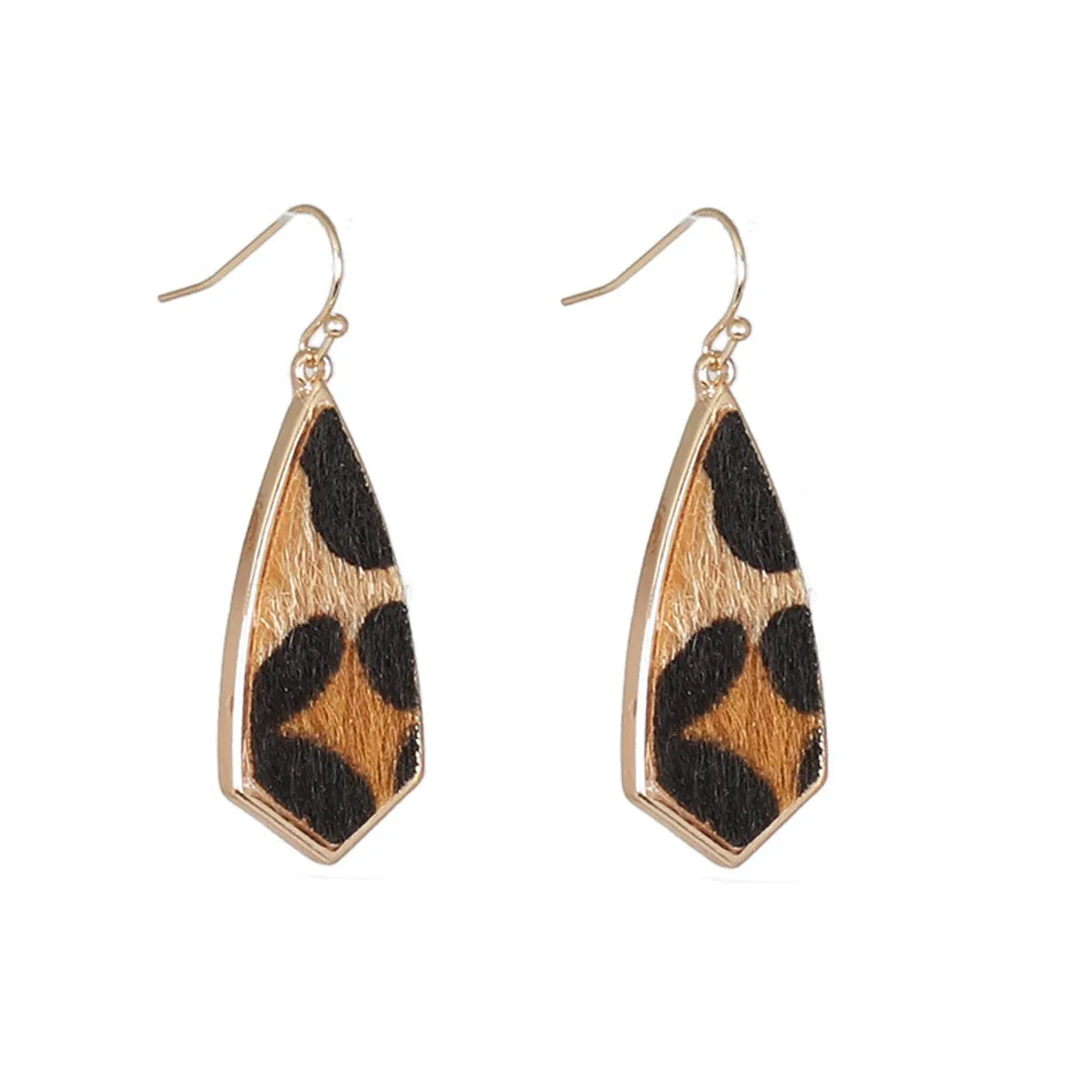 1 Pair Retro Polygon Leopard Inlay Alloy Pu Shell Drop Earrings