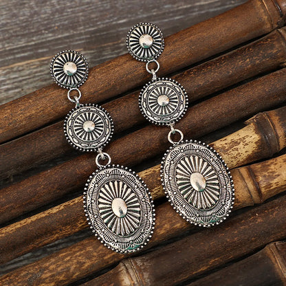 1 Pair Retro Printing Plating Alloy Drop Earrings