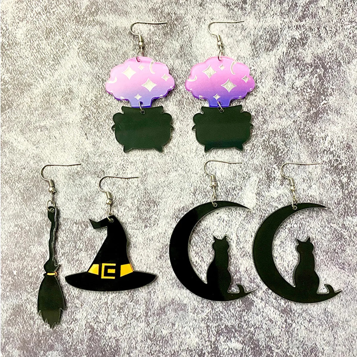 1 Pair Retro Pumpkin Printing Arylic Earrings