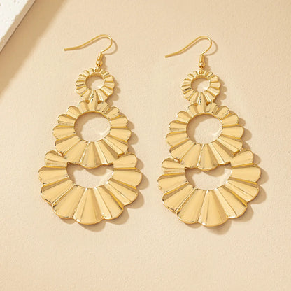 1 Pair Retro Punk Flower Plating Alloy Drop Earrings