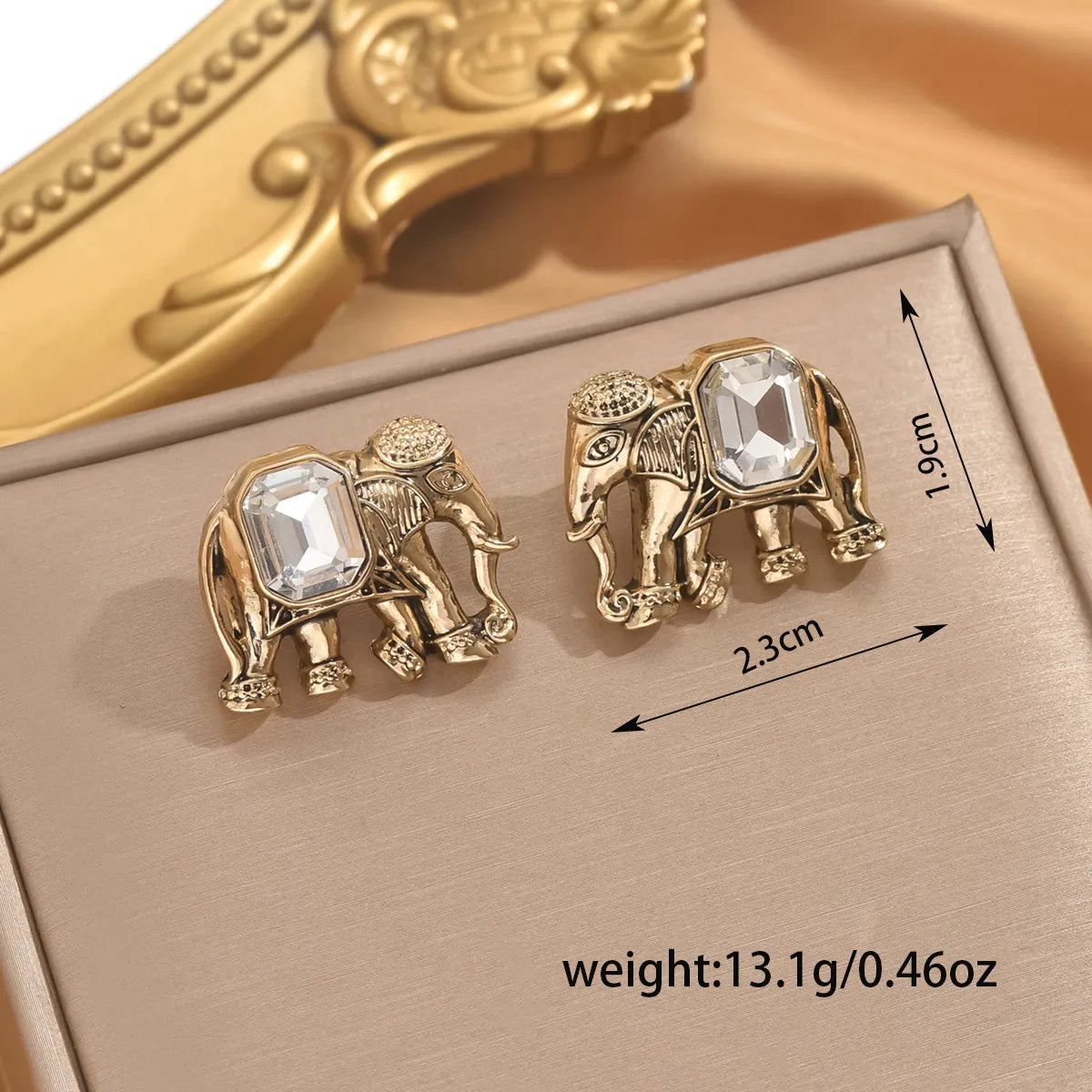 1 Pair Retro Punk Geometric Elephant Inlay Alloy Zinc Zircon Ear Studs