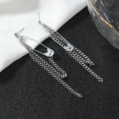 1 Pair Retro Punk Geometric Solid Color Plating Alloy No Inlaid Silver Plated Drop Earrings