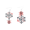 1 Pair Retro Punk Pumpkin Spider Web Skull Painted Hollow Out Arylic Silver Plated Drop Earrings